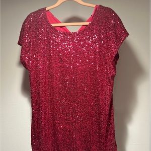 New with tags cable and gage. Pink sequins top. Size Medium.